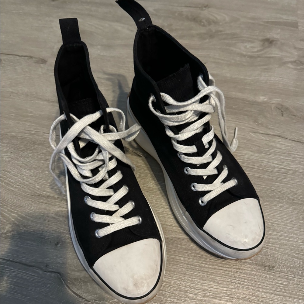 madden girl shoes high top platform black and white